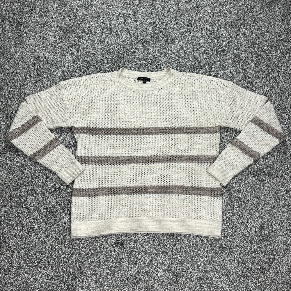 Frye Since 1863 Knit Pullover Sweater Womens XL Beige Brown Striped‎ Long Sleeve